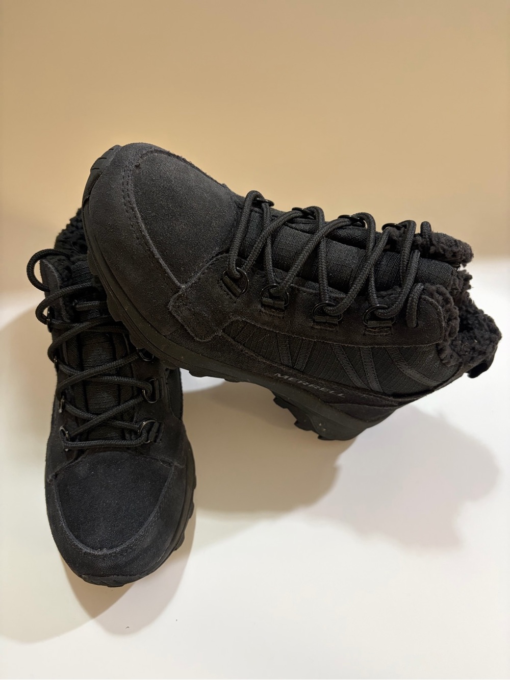 Merrell Kids Black Lace-Up Waterproof Snow Boots NWOT Size13